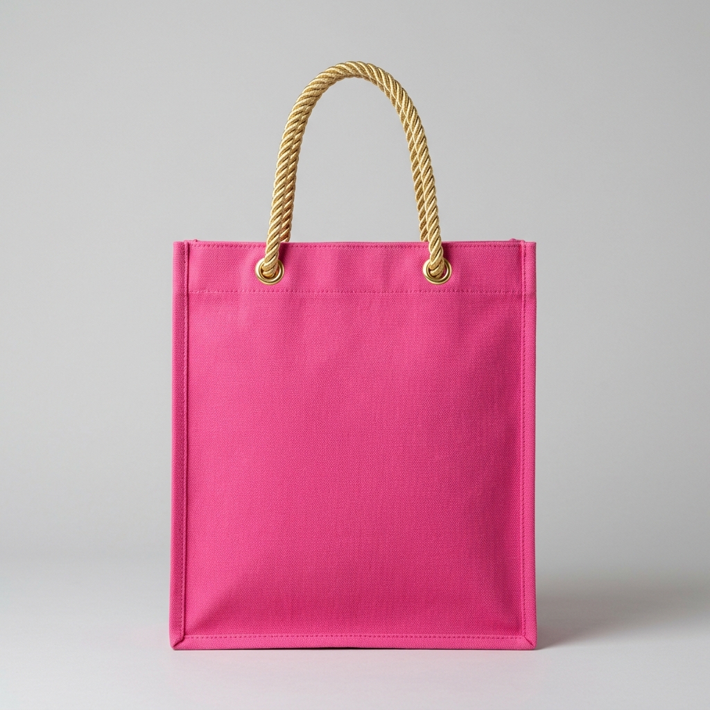 Silk-Touch Cotton Pouch (Fuchsia / Gold Handles)