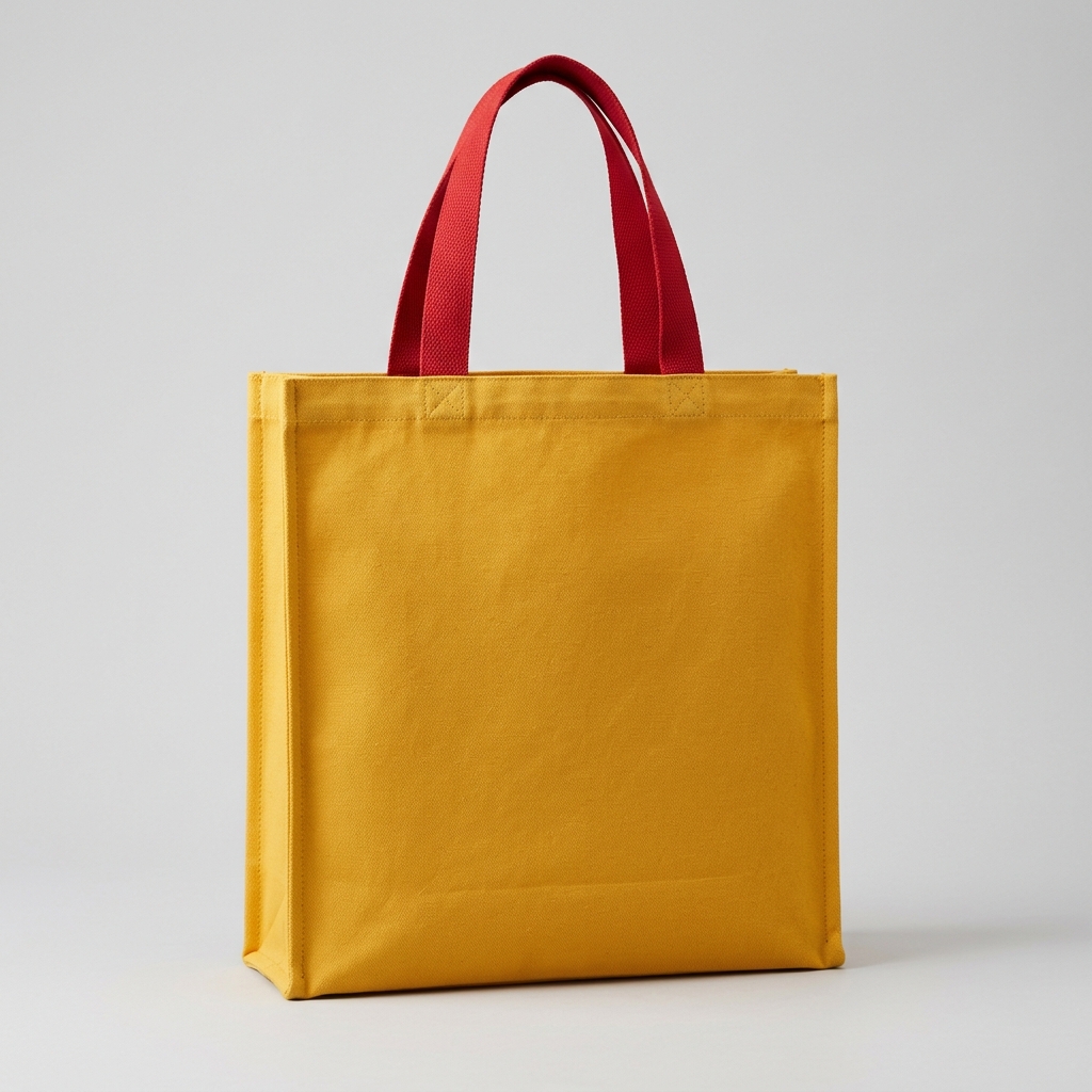 Cotton Thamboolam Bag (Yellow / Red Handles)